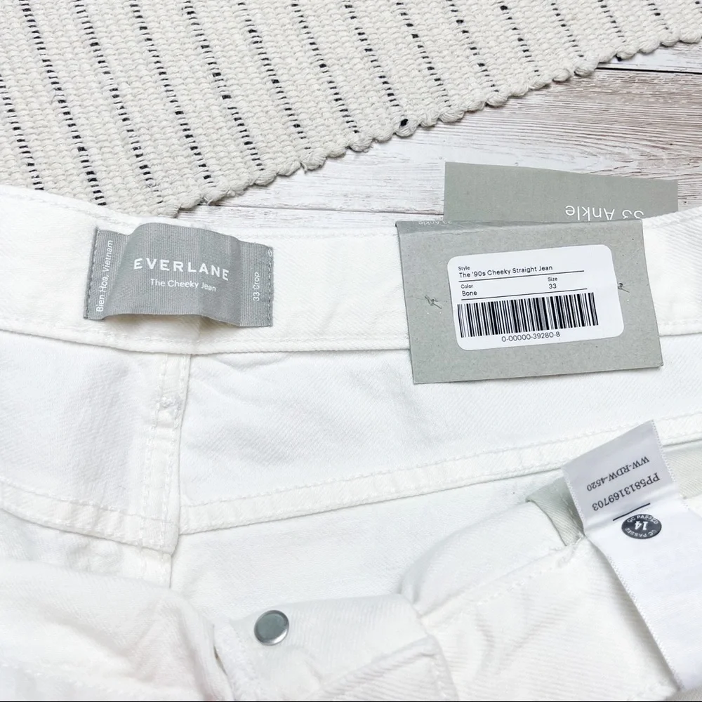 Everlane The 90’s Cheeky Jean White Bone High Rise 33 Ankle Crop Petite - Picture 3 of 8